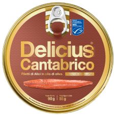 Anšovu fileja Cantabrico, olīveļļā, MSC, 8*90g (s.s. 55g), Delicius