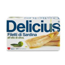 Sardiinifilee, oliiviõlis, 50*120g (k.k. 85g), Delicius (Sardina pilchardus)