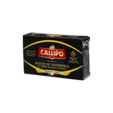 Tunzivs Dzeltenspuru, fileja, VENTRESCA, olīveļļā, 12*125g (s.s. 85g), Callipo