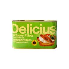 Anchovy fillet, in sunflower oil, 12*720g (d.w. 400g), Delicius