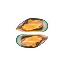 Mussels Green, half shell, 30/45, frozen, IQF, 12*800g