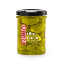 Olives green filling with almonds, in oil, 101/110, 6*180g, Castellino