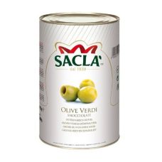 Olives green pitted, Hojiblanca, saltwater, 380/440, 3*4.1kg (d.w. 2.2kg), Sacla