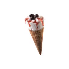 Ice cream Cone with cherry sauce and candied cherries decor, 24*75g, Bindi