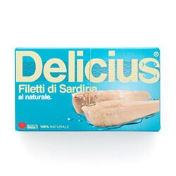 Sardine fillets, in brine, 50*120g (d.w. 85g), Delicius