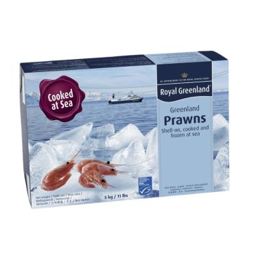 Prawns northern, shell-on, cooked, MSC, 70/90, frozen, 1*5kg (n.w. 5kg), (P.Borealis), Royal Greenland