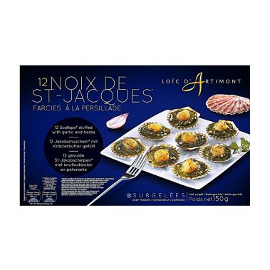 Scallops with garlic oil,  frozen, 8*150g (12 pcs)