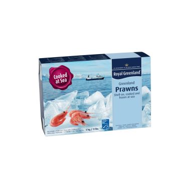 Prawns northern, shell-on, cooked, MSC, 90/120, frozen, 1*5kg (n.w. 5kg), (P.Borealis), Royal Greenland