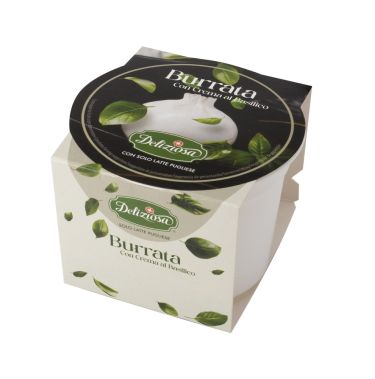 Siers Burrata ar baziliku, t.s.s. 60%, 6*125g, Deliziosa