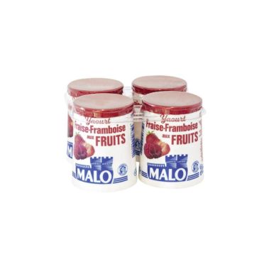 Yogurt with strawberry and raspberry flavor, fat 1.9%, 6*(4*125g), Malo