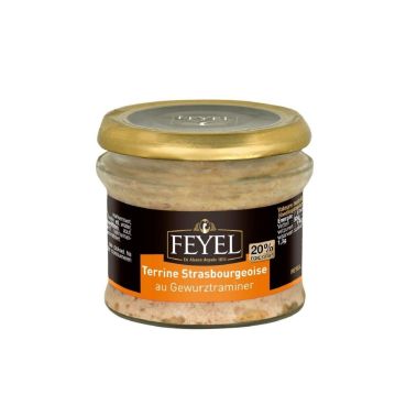 Terrine Strasbourg taste (20% duck foie-gras), in glass, 12*180g, F. Feyel