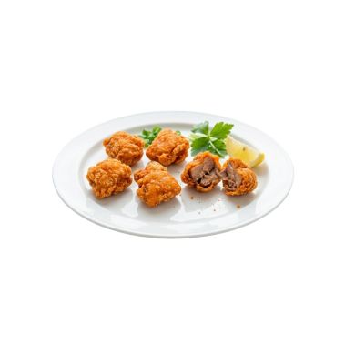 Chicken thigh pieces Karaage, cooked, breaded, frozen, IQF, 5*1kg, Pure Poultry