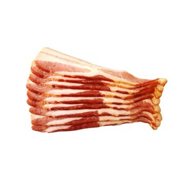 Pork bacon, cooked/smoked, cutted, vac., 14*~1kg, PPAC