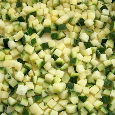 Courgettes, diced, 10x10mm, frozen, IQF, 4*2.5kg