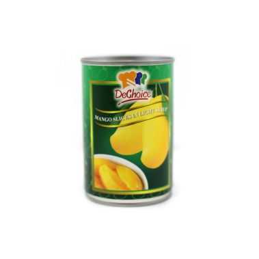 Mango, slices, in syrup, 24*425g (d.w. 235g), Dechoice