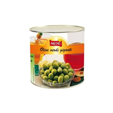 Oliivid rohelised kividega, soolvees, 80/110, 3*2.6kg (k.k. 1.6kg), Menu