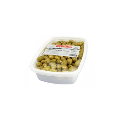 Olives green filling with garlic, in oil, 101/110, 2*1.9kg (d.w. 1.3kg), Castellino