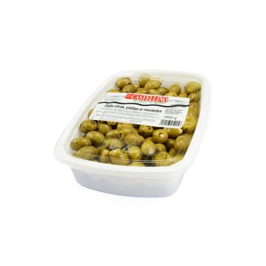 Olives green filling with almond, in oil, 101/110, 2*1.9kg (d.w. 1.3kg), Castellino