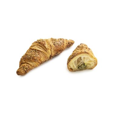 Kruasāns ar pistāciju pildījumu un dekorēts ar ķirbju sēklam, RTB, sald., 48*90g, Vandemoortele