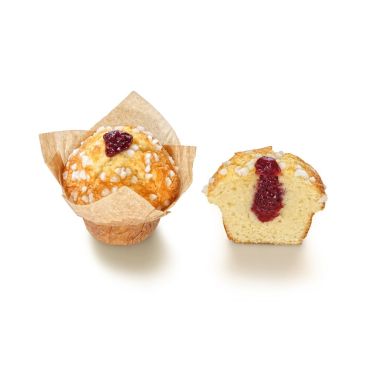 Muffin lemon with raspberry filling, RTE, frozen, 36*112g, Vandemoortele