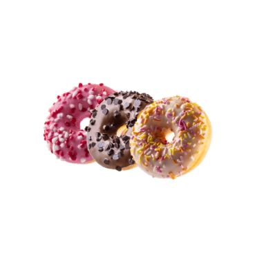 Spurgos mix su rausvu, šokoladiniu ir baltu glajumi, mini, RTE, šald., 3*(36*22g), Vandemoortele